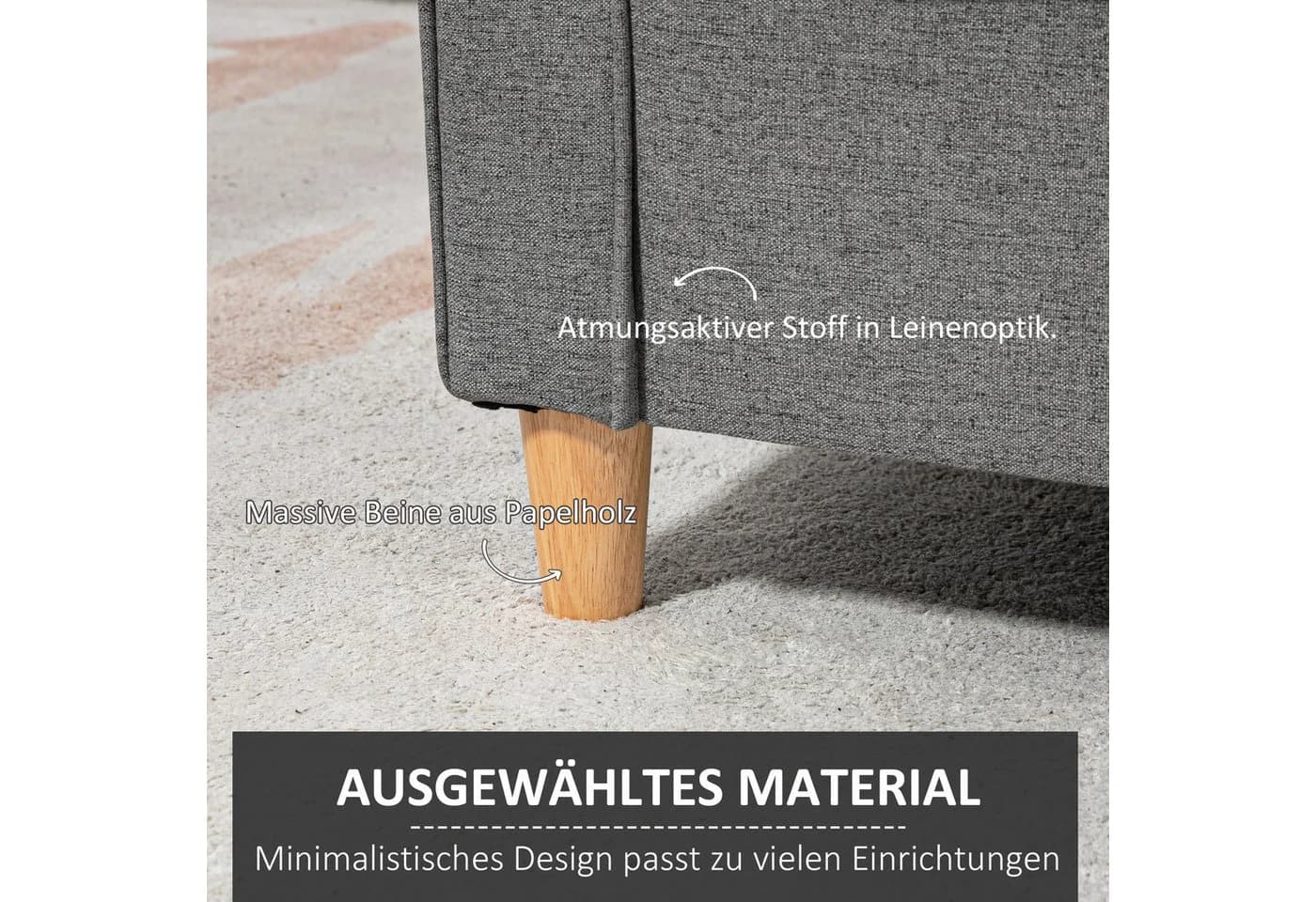 HOMCOM 2-Sitzer Sofa Grau Leinenbezug - Bild 5