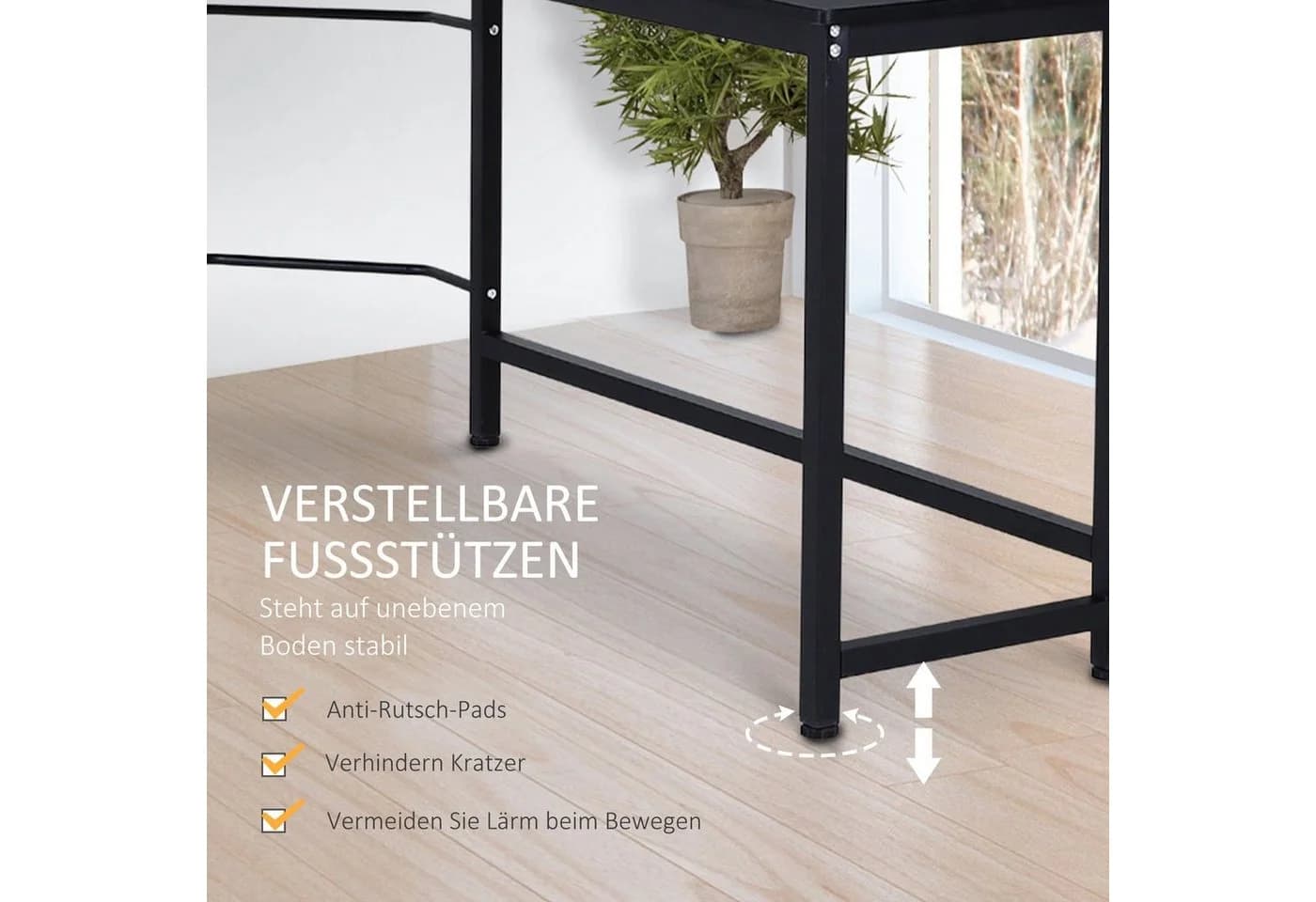 Vinsetto Eckschreibtisch Höhenverstellbar Schwarz Modern - Bild 5