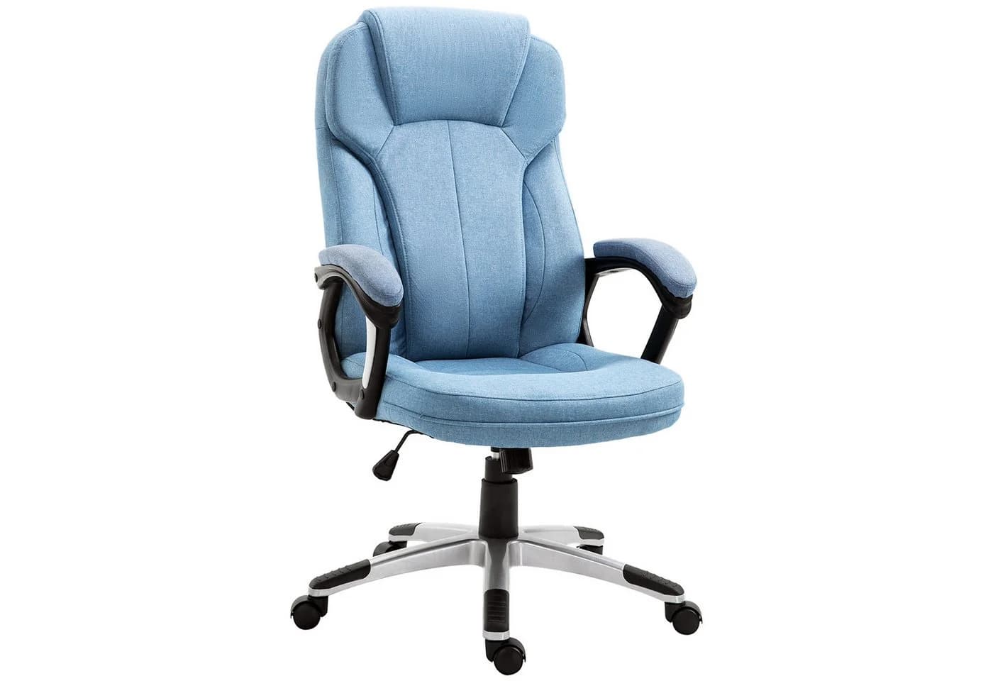 Vinsetto Bürostuhl ergonomisch mit Wippfunktion Leinenoptik Hellblau