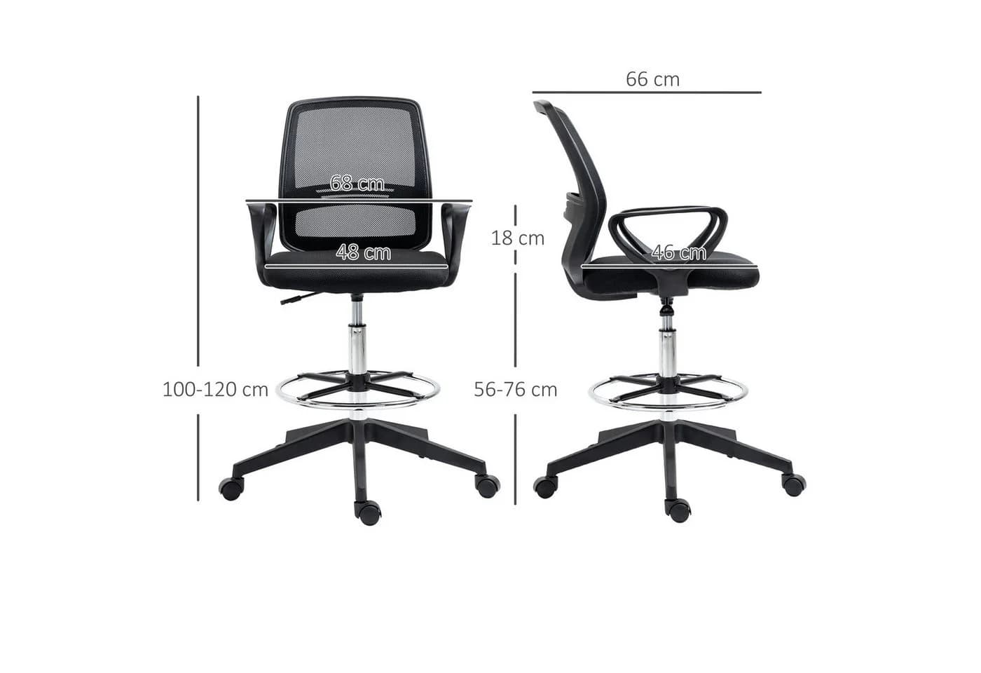 Vinsetto Ergonomischer Bürostuhl Schwarz mit Fußstütze - Bild 3