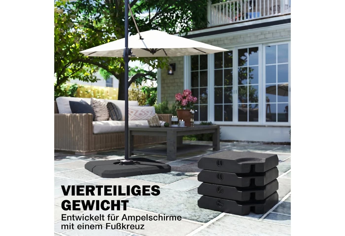 Outsunny Schirmhalter 4-tlg. Schwarz HDPE Kunststoff Befüllbar - Bild 4