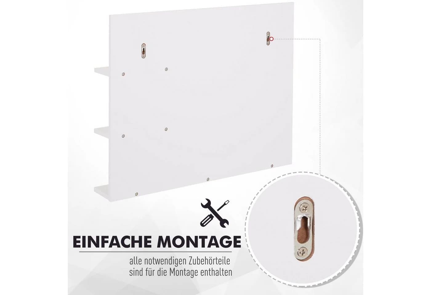 Kleankin Badspiegel mit 3 Ablagen Weiß Wandspiegel - Bild 5