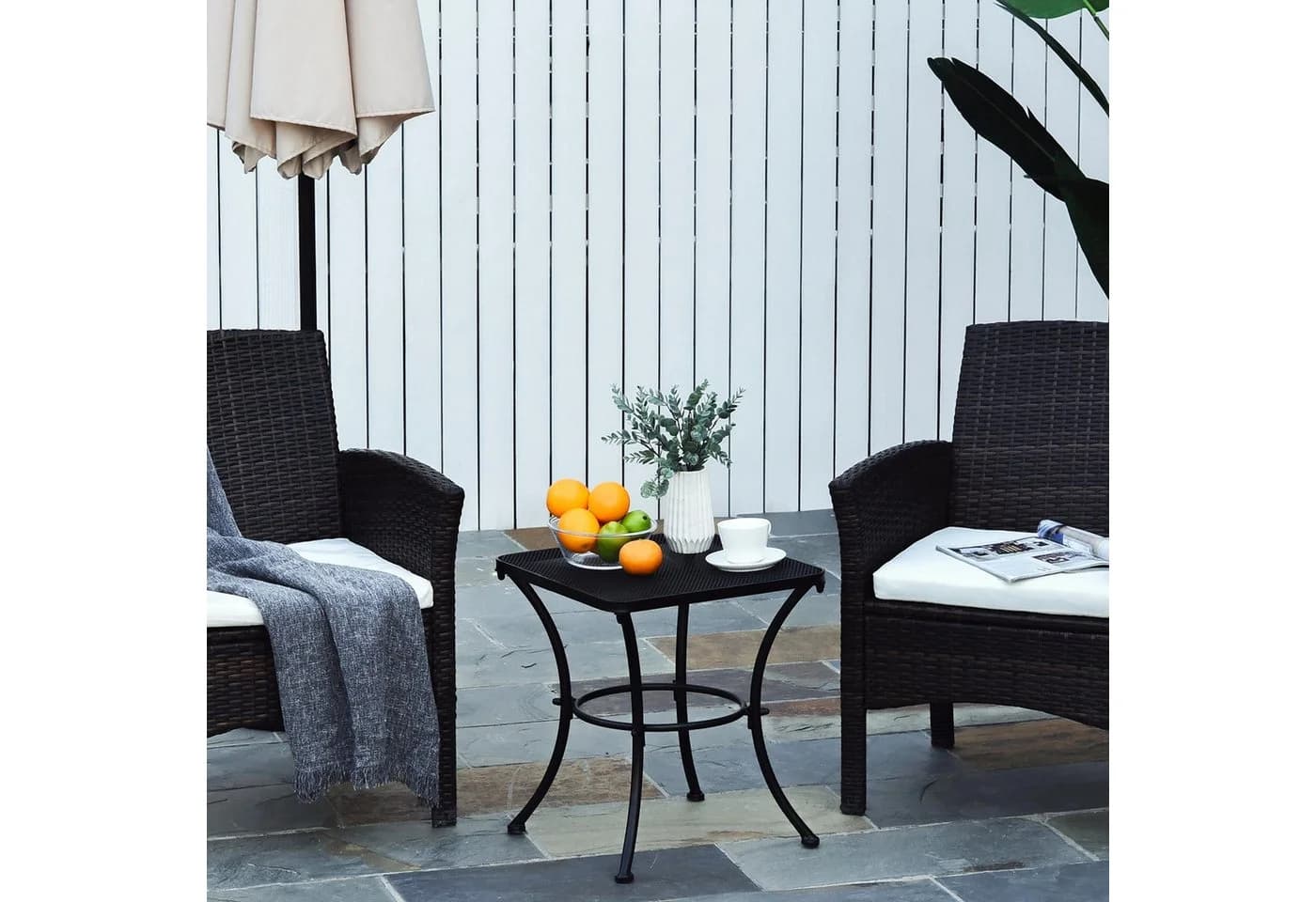 Outsunny Beistelltisch Metall Schwarz Terrasse 45x45x50 cm - Bild 2