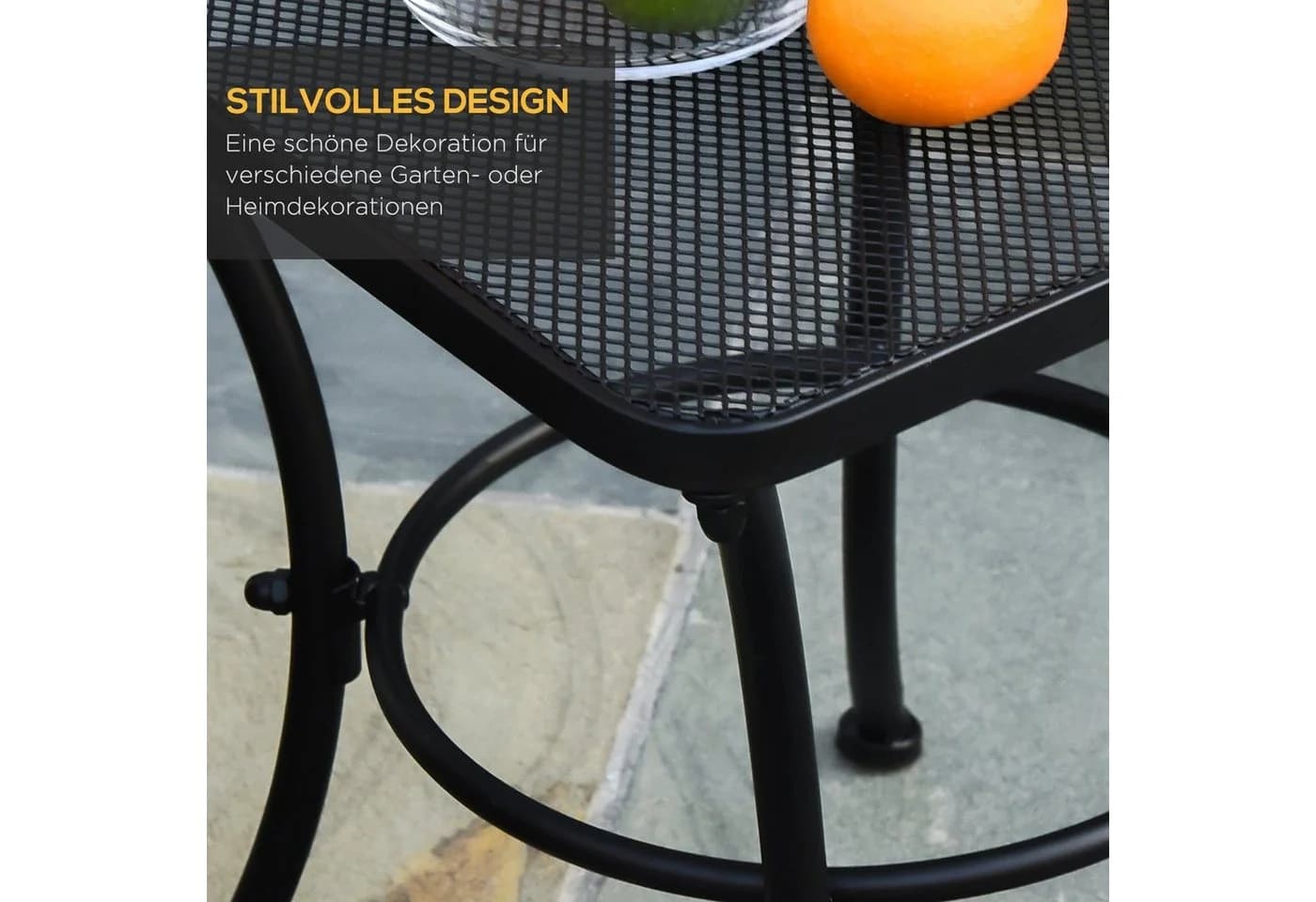 Outsunny Beistelltisch Metall Schwarz Terrasse 45x45x50 cm - Bild 4