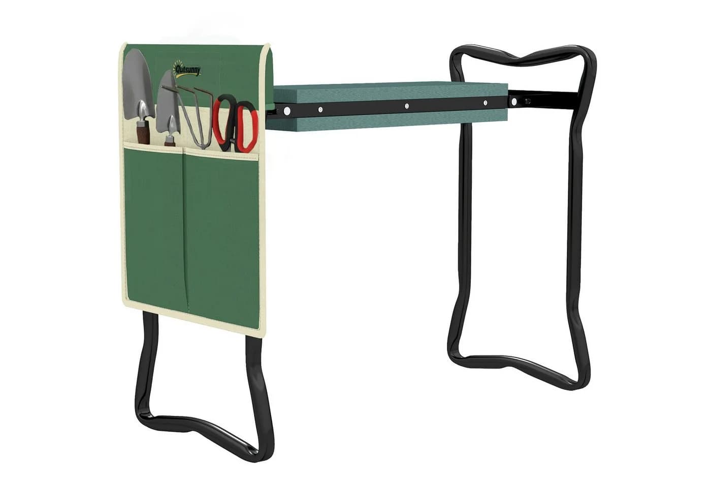 Outsunny Arbeitshocker 2-in-1 Kniehilfe Klappbar Grün