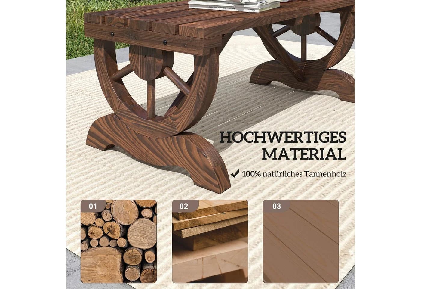 Outsunny Gartenbank Tannenholz Rustikal - Bild 5