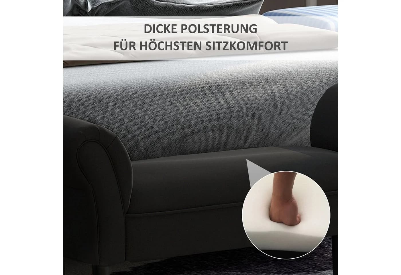 HOMCOM Polsterbank Schwarz MDF mit Polsterung - Bild 4