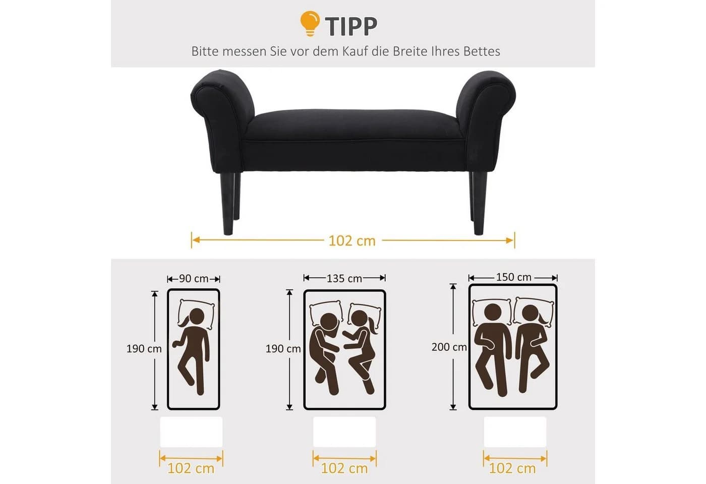 HOMCOM Polsterbank Schwarz MDF mit Polsterung - Bild 5
