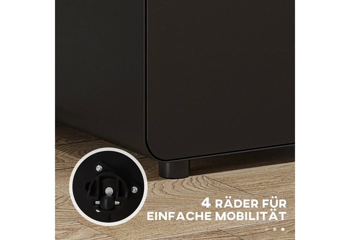 Vinsetto Rollcontainer Bürocontainer mit 3 Schubladen, Stahl, Schwarz - Bild 5