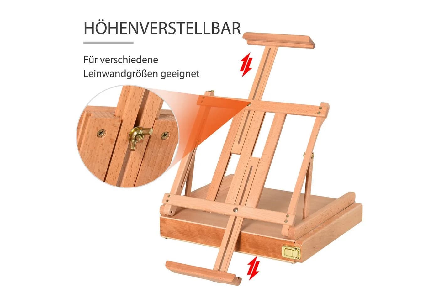 Vinsetto Staffelei Atelierstaffelei Winkelverstellbar Faltbar mit Schublade - Bild 4