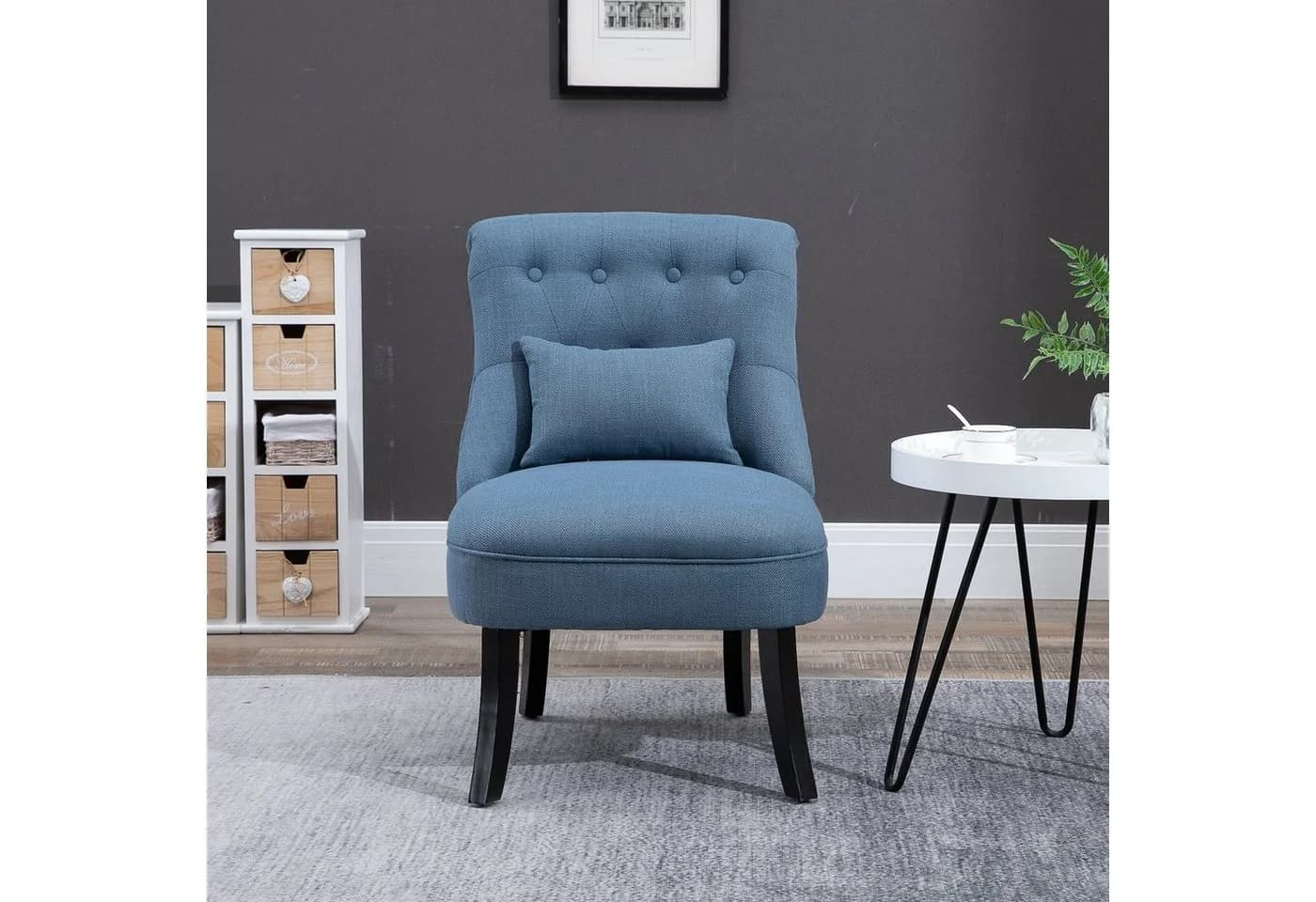 HOMCOM Sessel Relaxsessel mit Rückenkissen Vintage Blau