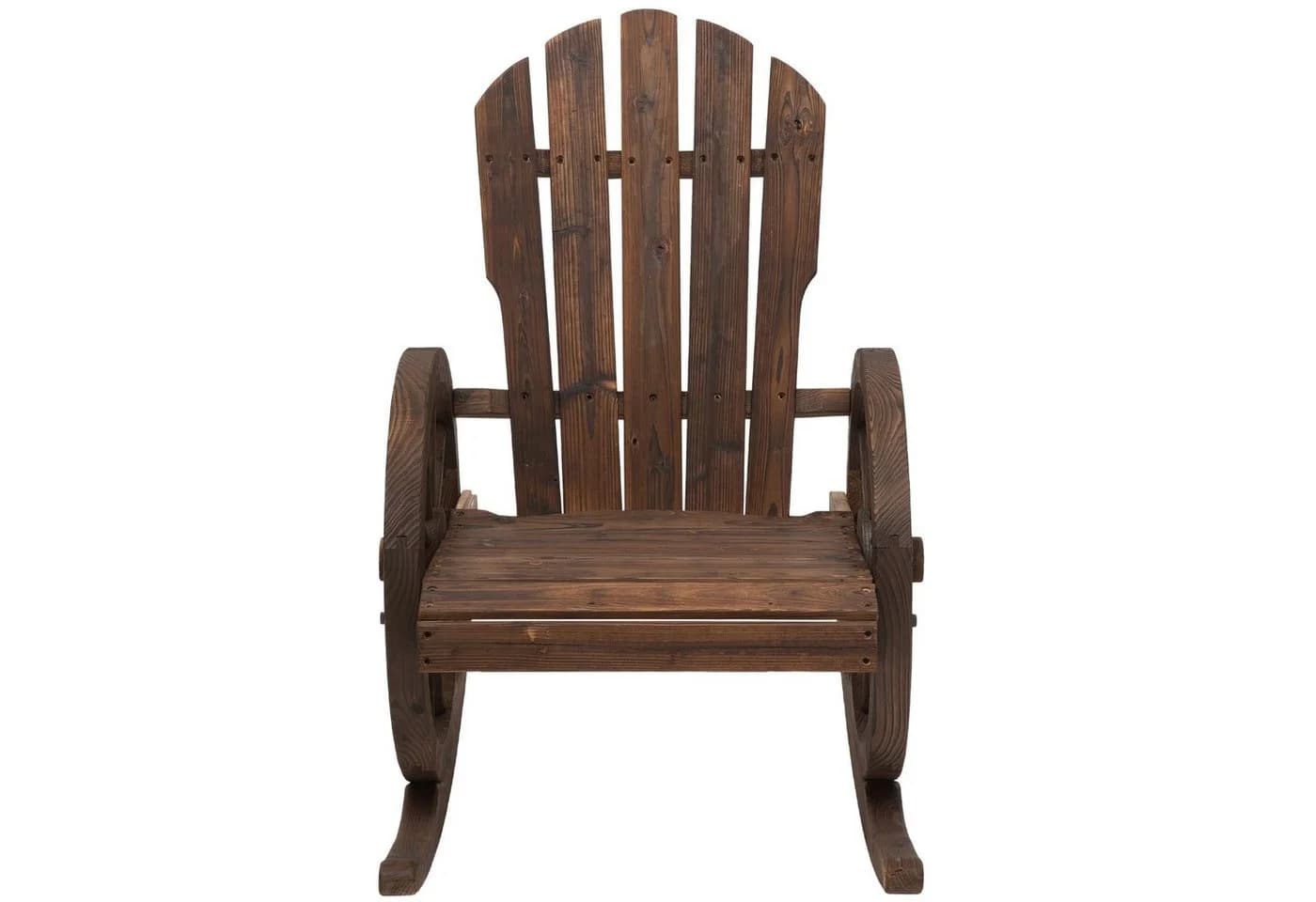 Outsunny Schaukelstuhl Wagenrad-Design Braun Tannenholz