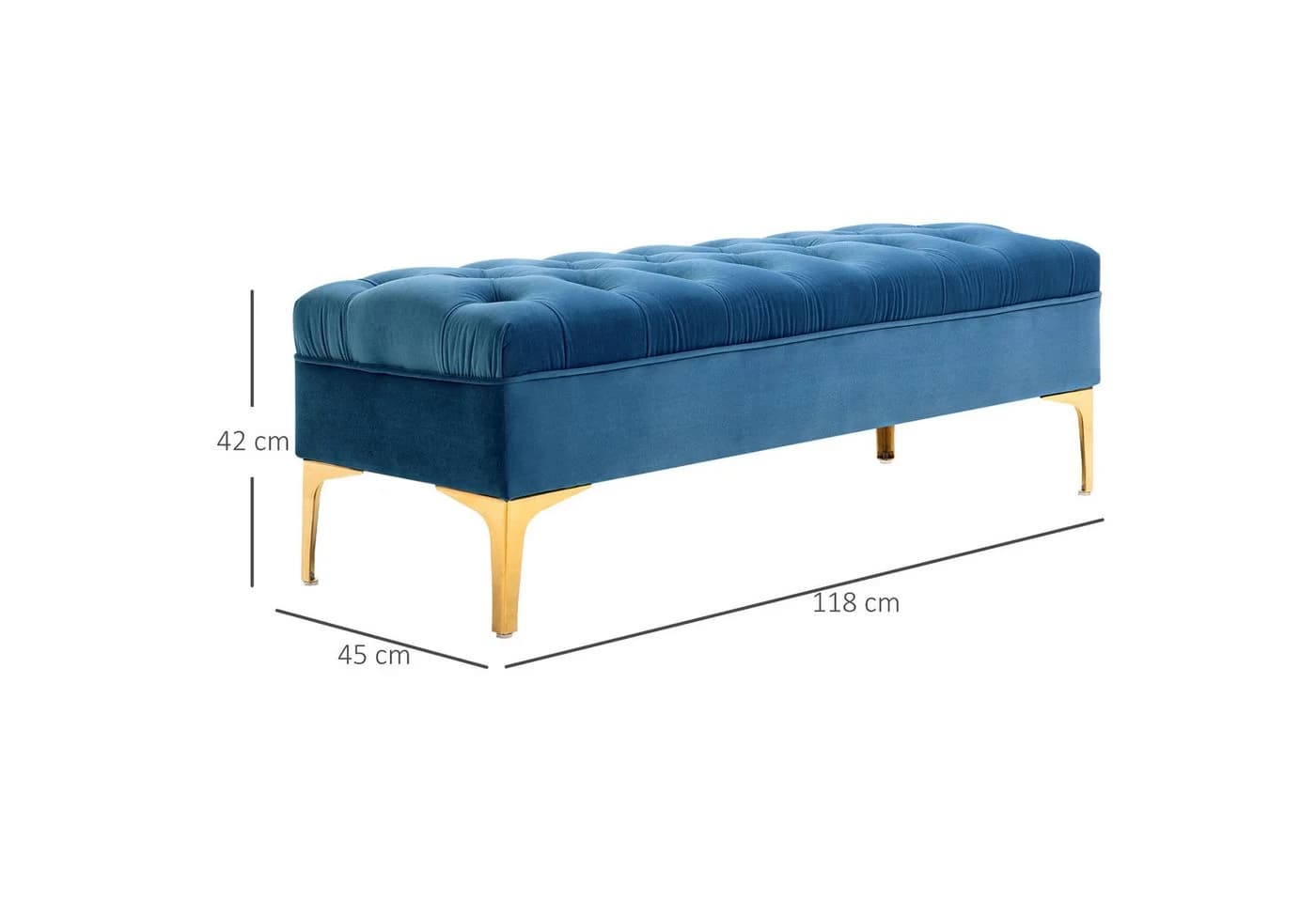 HOMCOM Polsterbank Blau Gold Samt Sitzbank - Bild 3