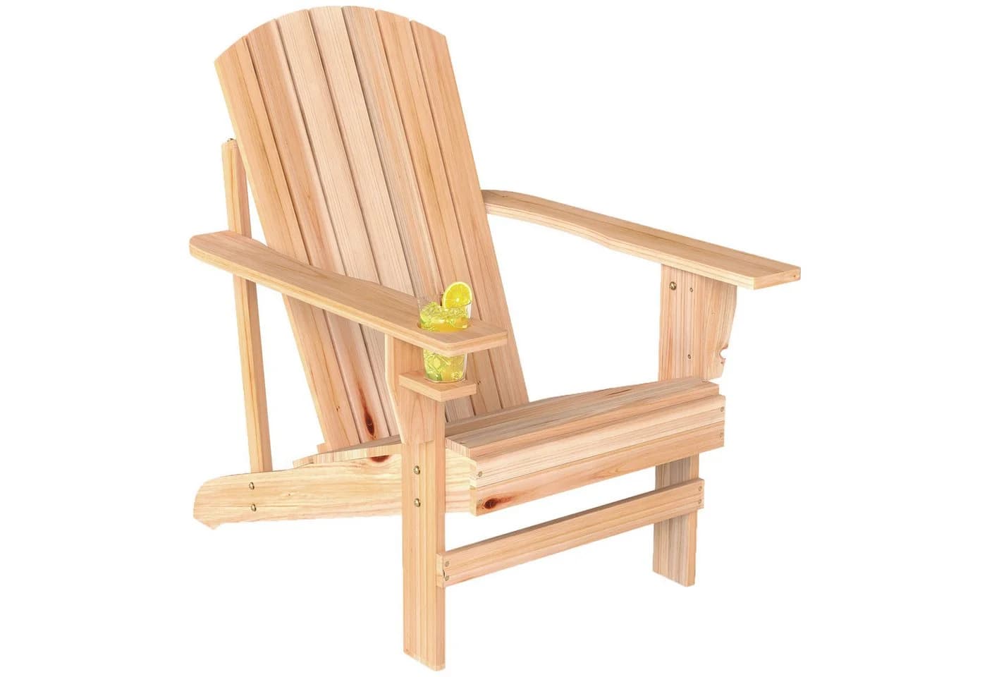 Outsunny Adirondack-Gartenstuhl mit Becherhalter Natur