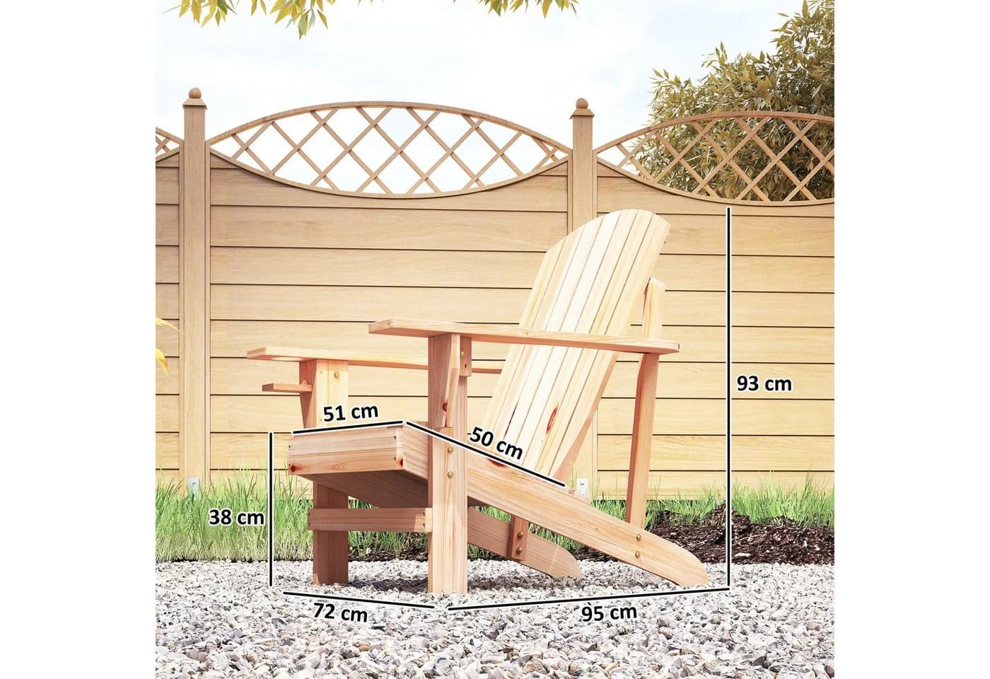 Outsunny Adirondack-Gartenstuhl mit Becherhalter Natur - Bild 3