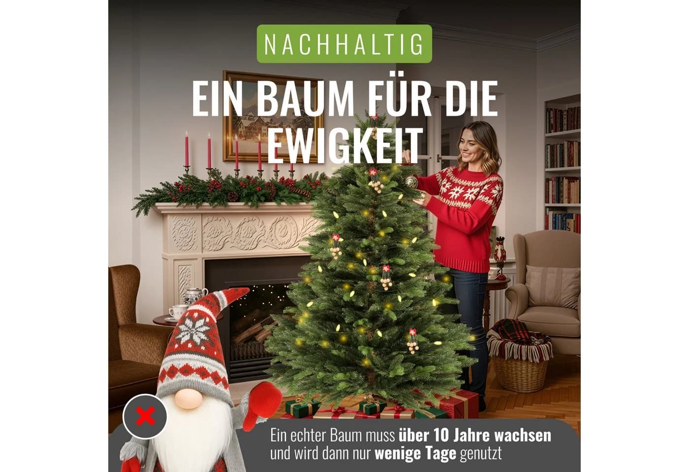 Pflanzwerk® Künstlicher Weihnachtsbaum Nordmanntanne 10-Jahres-Garantie - Bild 3