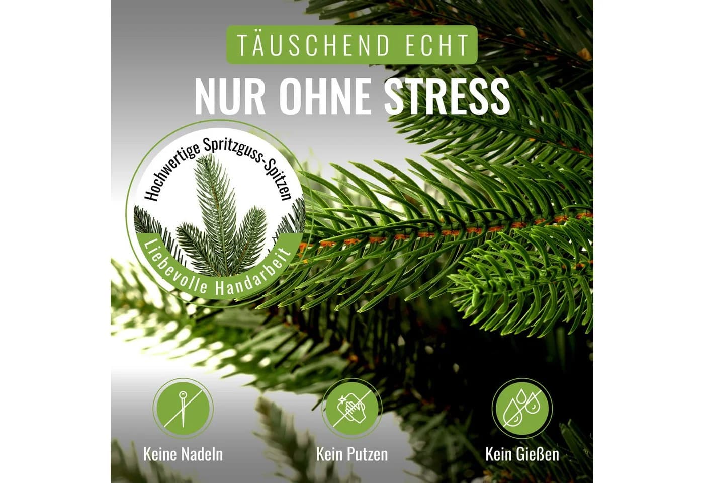 Pflanzwerk® Künstlicher Weihnachtsbaum Nordmanntanne 10-Jahres-Garantie - Bild 4