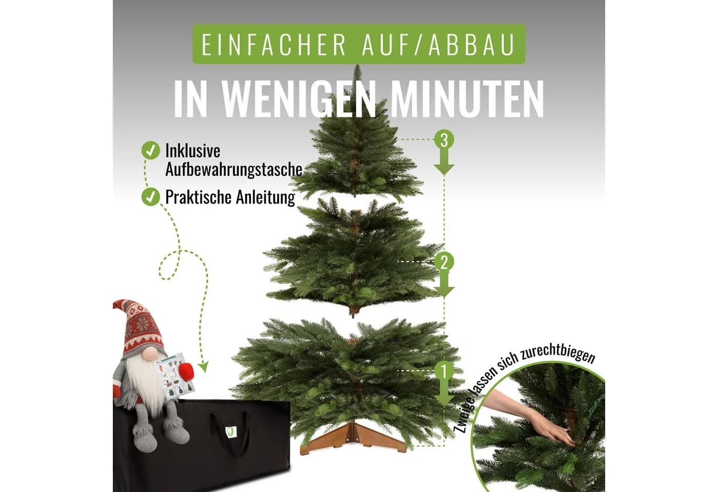 Pflanzwerk® Künstlicher Weihnachtsbaum Nordmanntanne 10-Jahres-Garantie - Bild 5