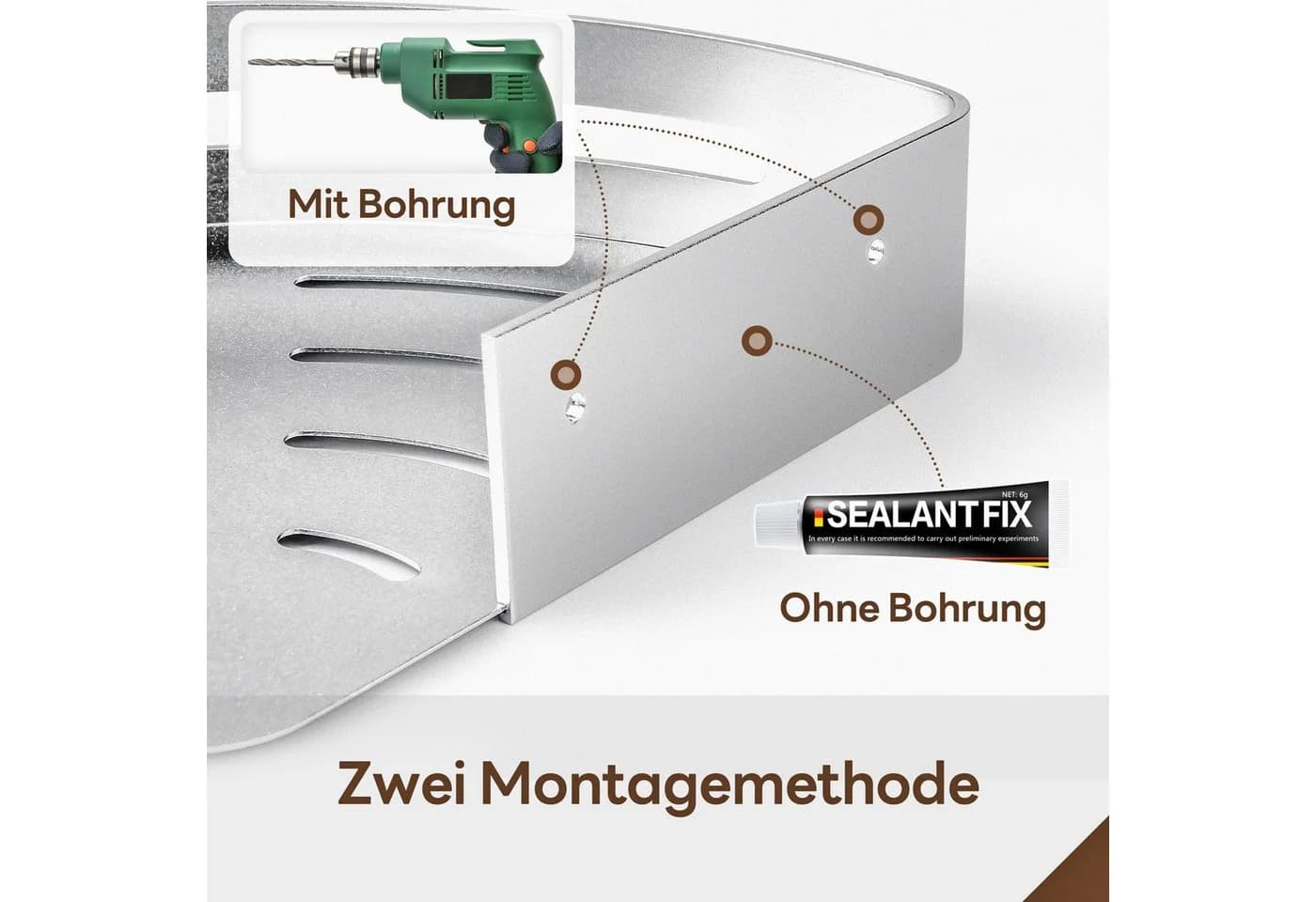 Yorbay Duschablage 3-teilig Aluminium Silber Bohrungsfrei - Bild 5