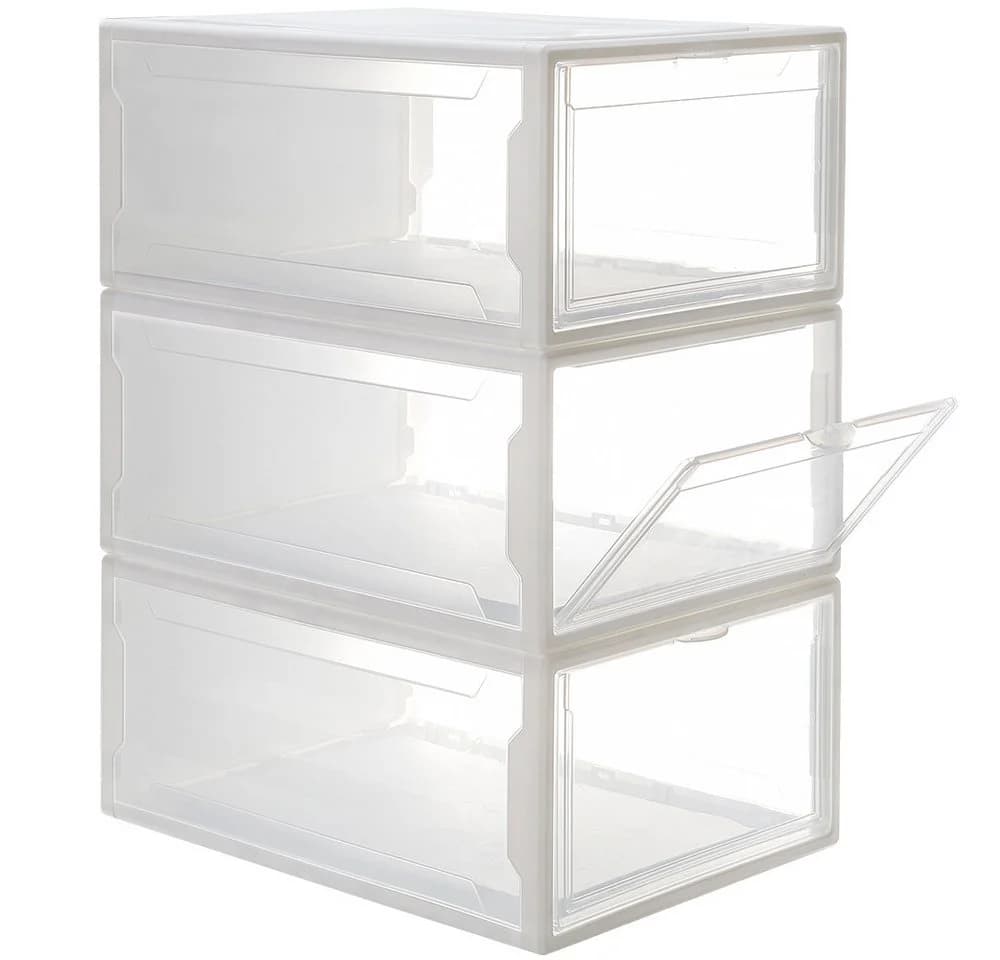 Yorbay Schuhbox 3er Set stapelbar halbdurchsichtig weiß - Bild 2