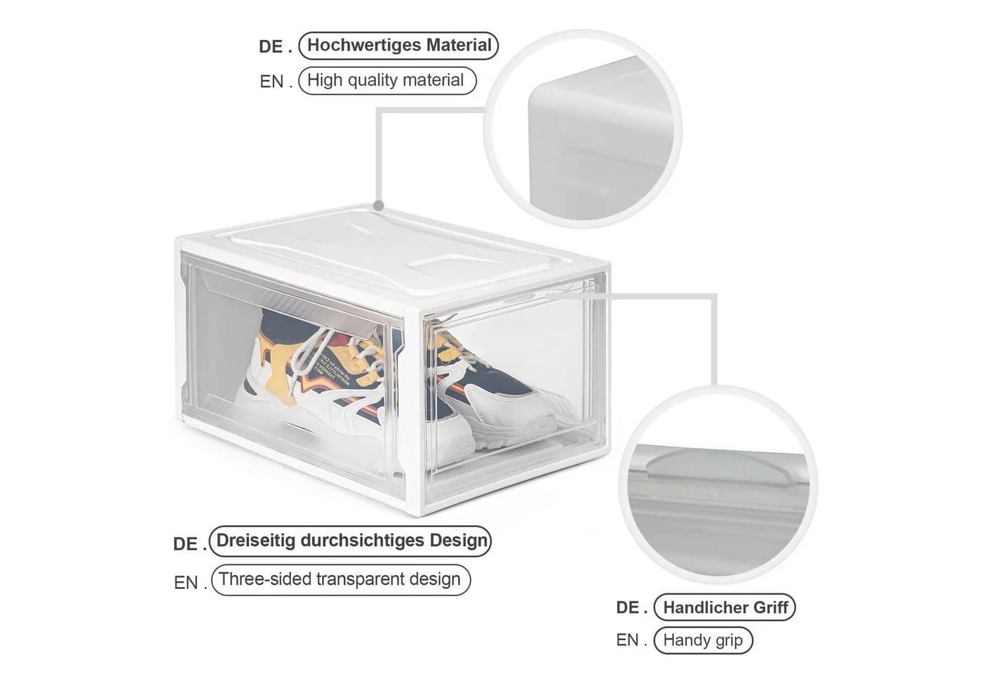 Yorbay Schuhbox 3er Set stapelbar halbdurchsichtig weiß - Bild 3