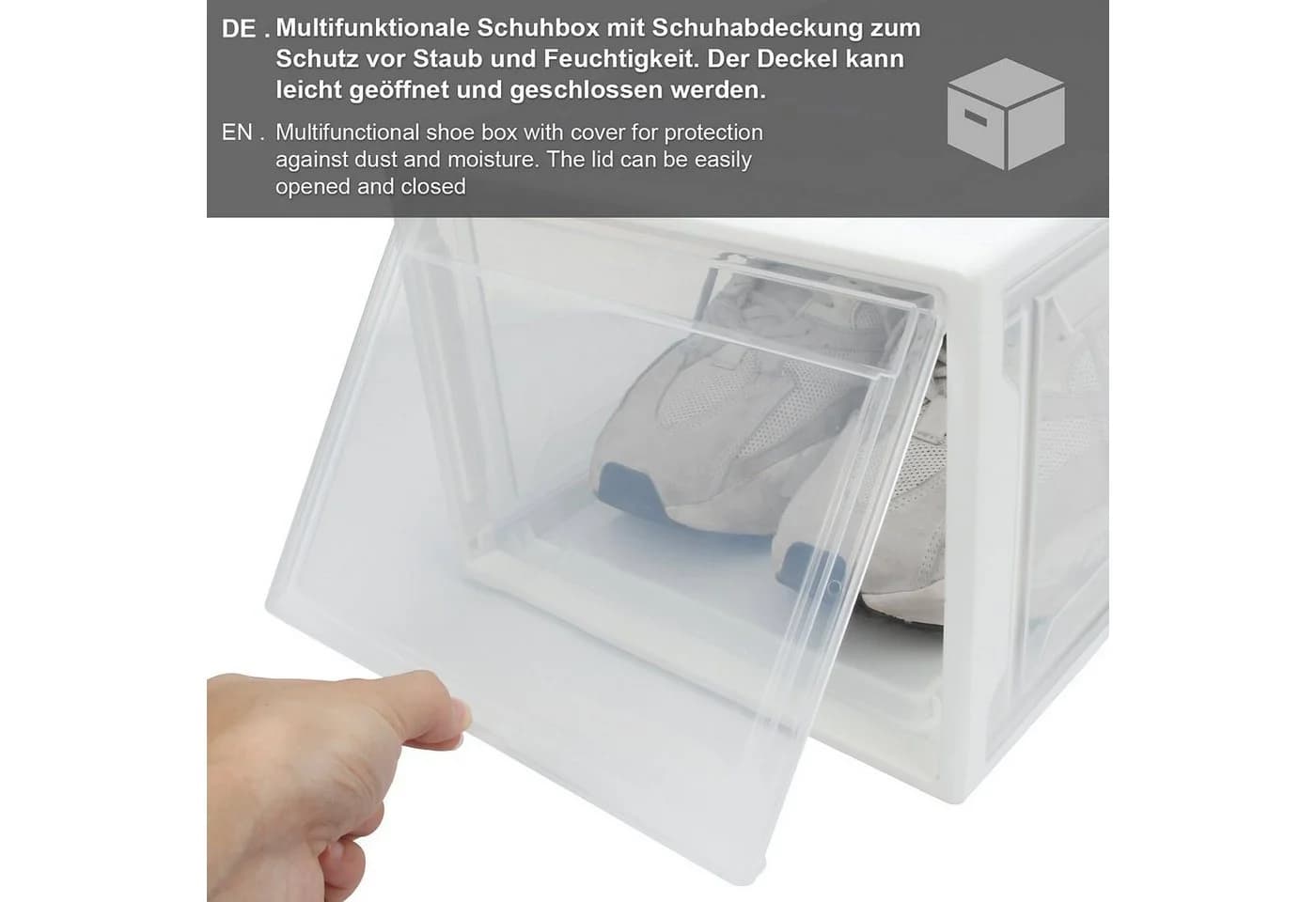 Yorbay Schuhbox 3er Set stapelbar halbdurchsichtig weiß - Bild 4