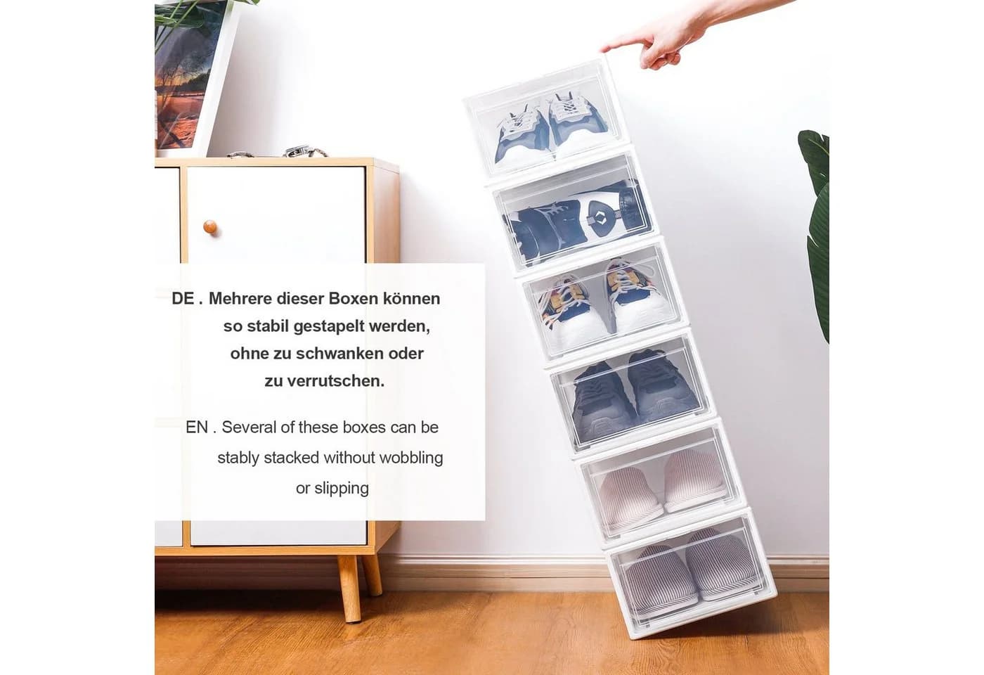 Yorbay Schuhbox 3er Set stapelbar halbdurchsichtig weiß - Bild 5