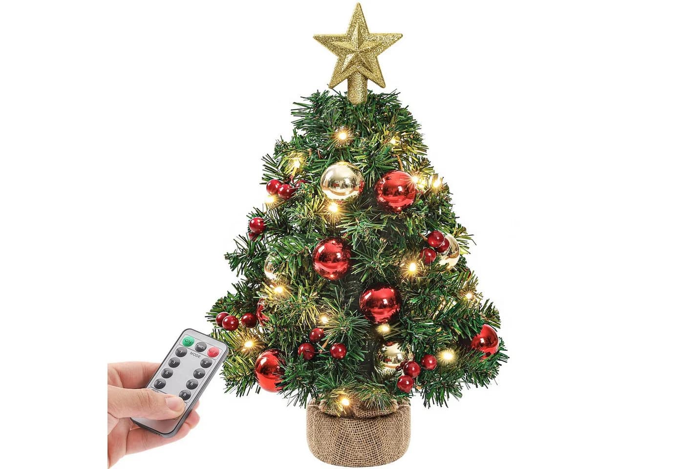Yorbay Mini Weihnachtsbaum mit warmweißen LEDs und Fernbedienung - Bild 2