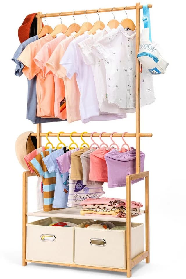Yorbay Bambus Kleiderständer Kinder mit 2 Boxen - Bild 2