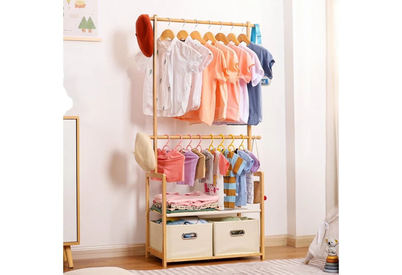 Yorbay Bambus Kleiderständer Kinder mit 2 Boxen - Bild 3