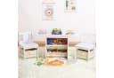 Yorbay Kindersitzgruppe Kindertisch mit 2 Stühlen, mit 6 Aufbewahrungskörben, Weiß + Beige Bild 1