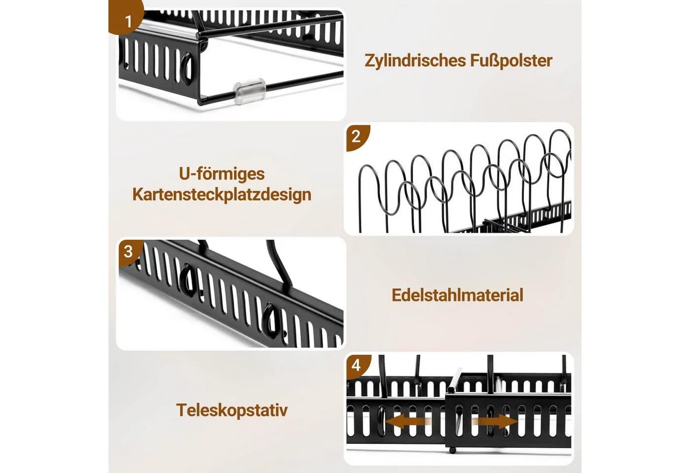 Yorbay Geschirrständer Erweiterbar Schwarz Weiß Teleskopregal - Bild 5