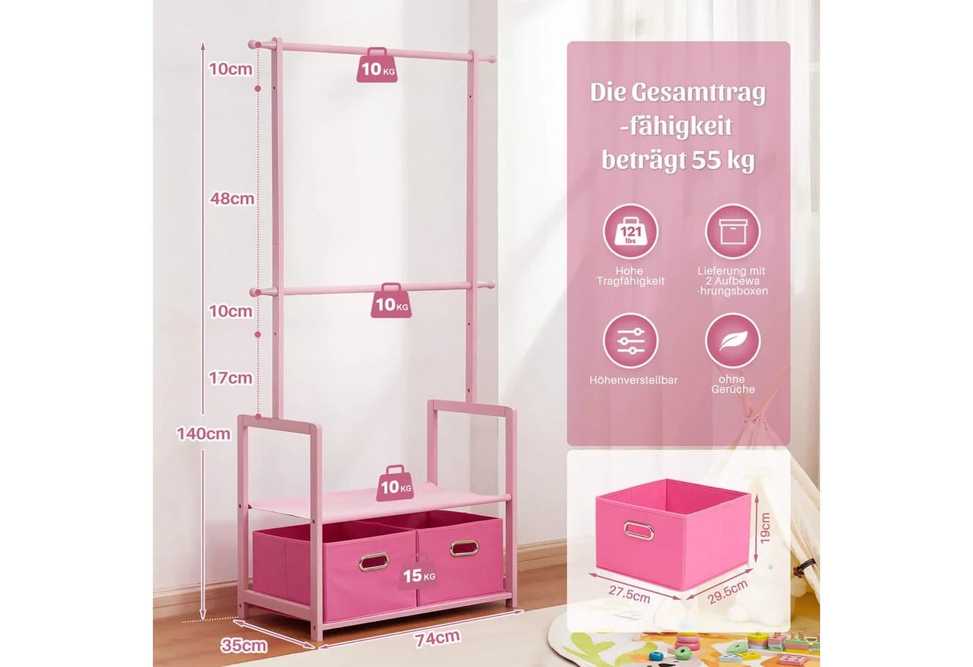 Yorbay Kinderkleiderständer Bambus