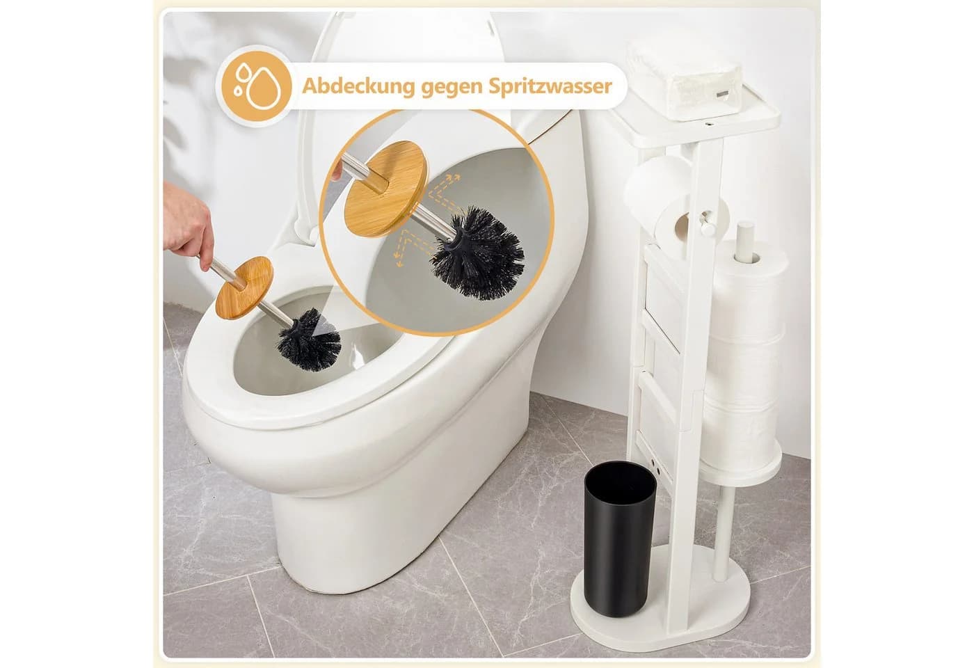 Yorbay WC-Garnitur Toilettenpapierhalter Bambus - Bild 4