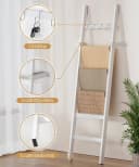 Yorbay Handtuchleiter Bambus 6 Ebenen Leiterregal 4 Haken 2 Sicherheitsgurte 43x170 cm Bild 4