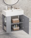Yorbay Waschtischunterschrank Grau Modern mit Keramikbecken Bild 1