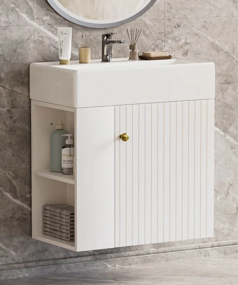 Yorbay Waschtischunterschrank 55 cm Badschrank mit Waschbecken