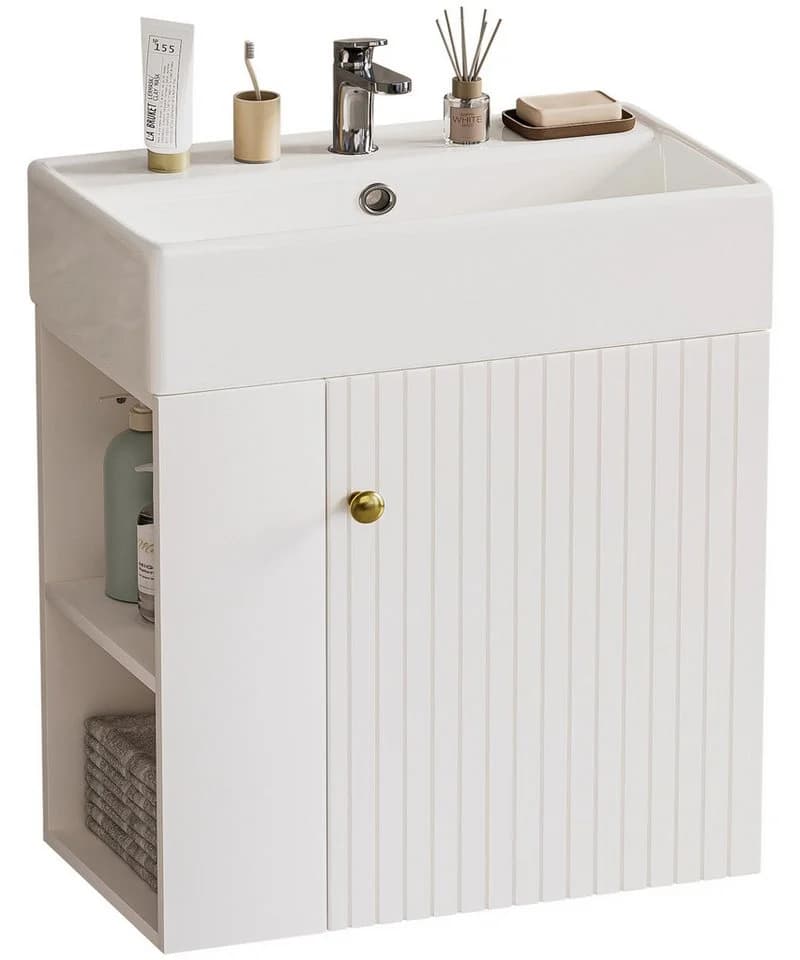 Yorbay Waschtischunterschrank 55 cm Badschrank mit Waschbecken - Bild 2