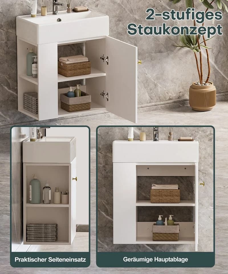 Yorbay Waschtischunterschrank 55 cm Badschrank mit Waschbecken - Bild 3