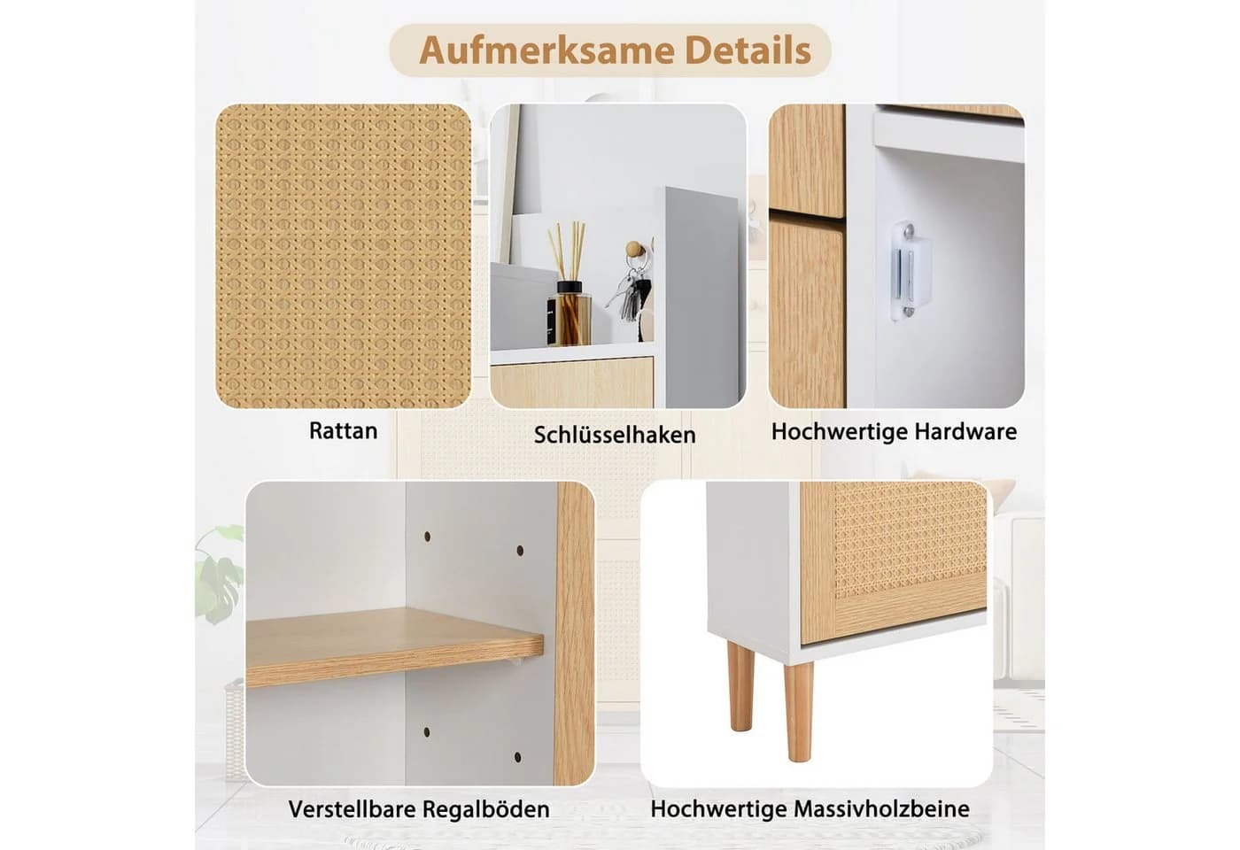 Yorbay Schuhschrank Rattan-Design 3 Fächer - Bild 3