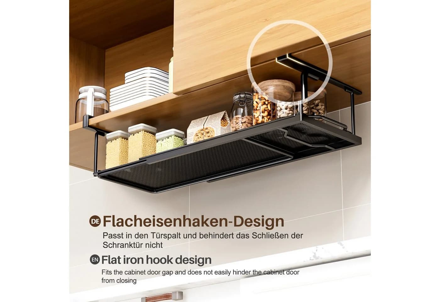 Yorbay Hängekorb Multifunktional Unterregal Verstellbar 38-70 cm Schwarz - Bild 3