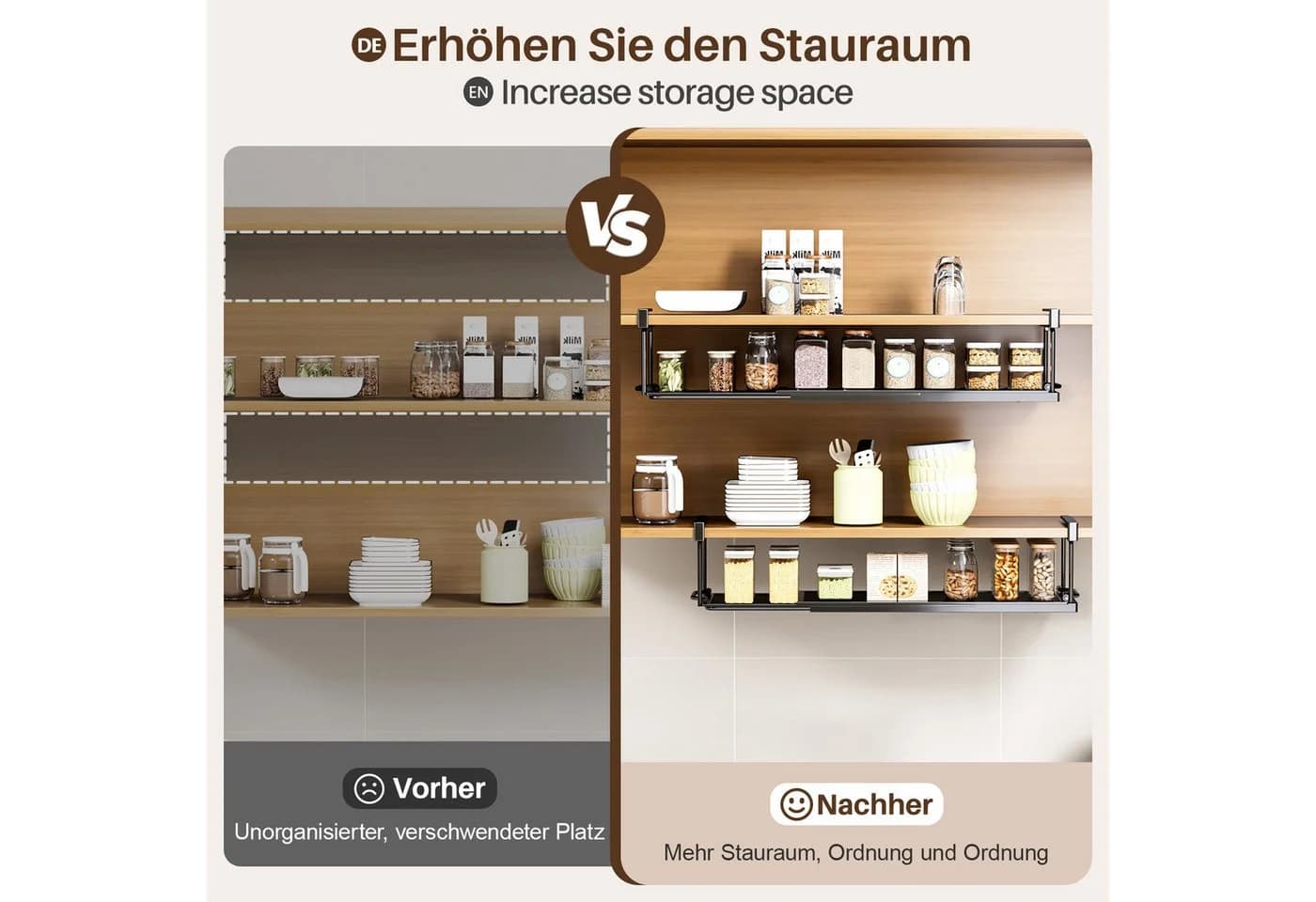 Yorbay Hängekorb Multifunktional Unterregal Verstellbar 38-70 cm Schwarz - Bild 4