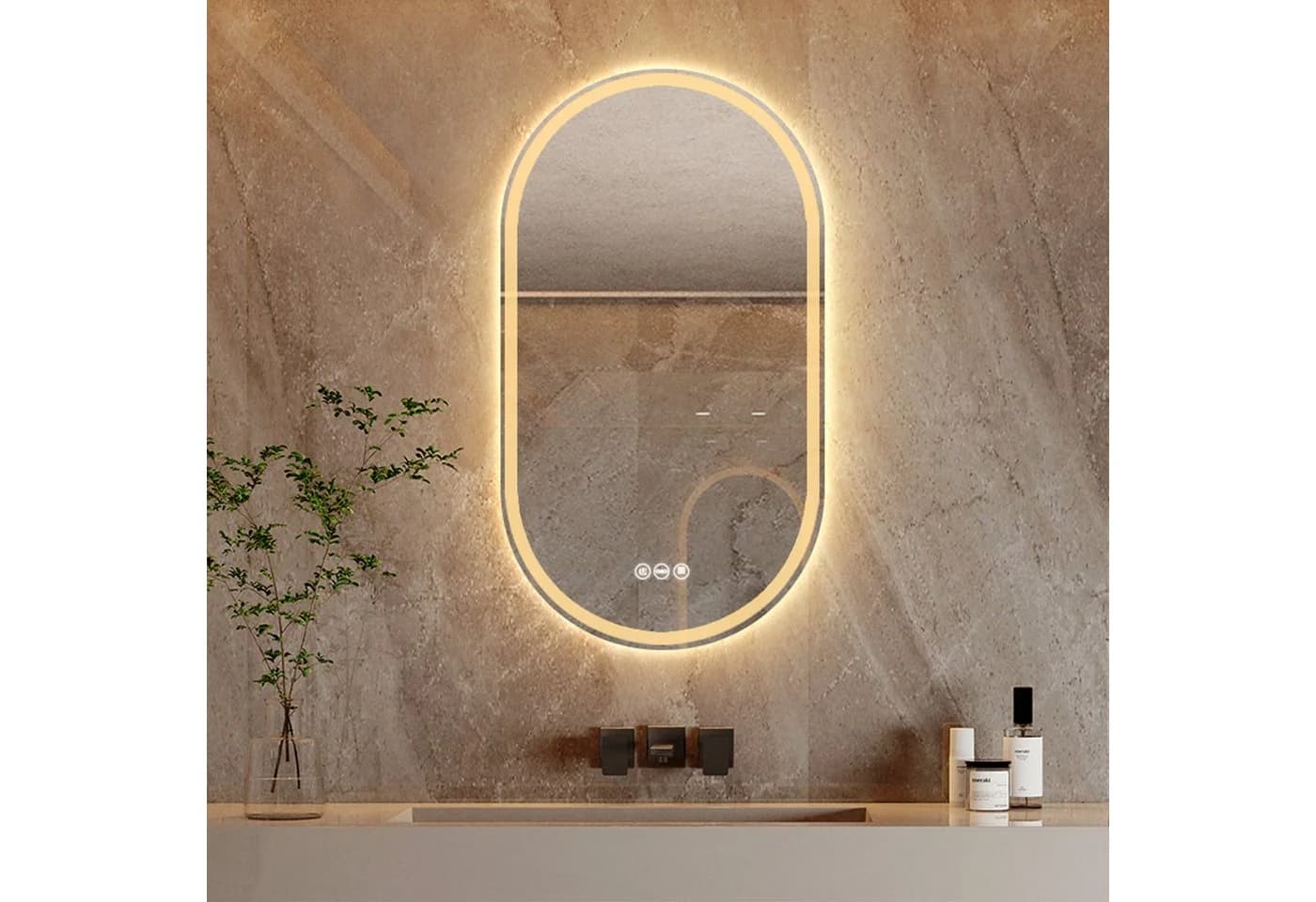 Yorbay LED Badspiegel Oval Antibeschlag 80x50cm Ohne Rahmen - Bild 2