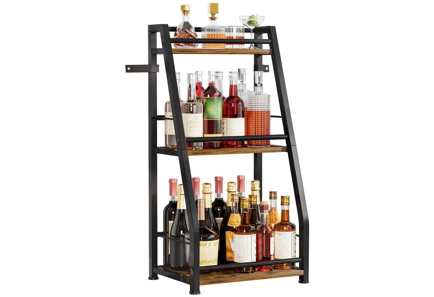 Yorbay Weinregal Stehend, Weinständer aus Holz & Metal 40x30x80cm, Gewürzregal für Küche, Wohnzimmer, Kaffee - Bar - Bild 2