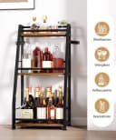Yorbay Weinregal Stehend, Weinständer aus Holz & Metal 40x30x80cm, Gewürzregal für Küche, Wohnzimmer, Kaffee - Bar Bild 3