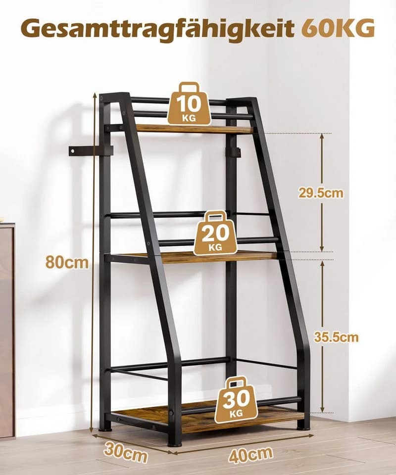 Yorbay Weinregal Stehend, Weinständer aus Holz & Metal 40x30x80cm, Gewürzregal für Küche, Wohnzimmer, Kaffee - Bar - Bild 4