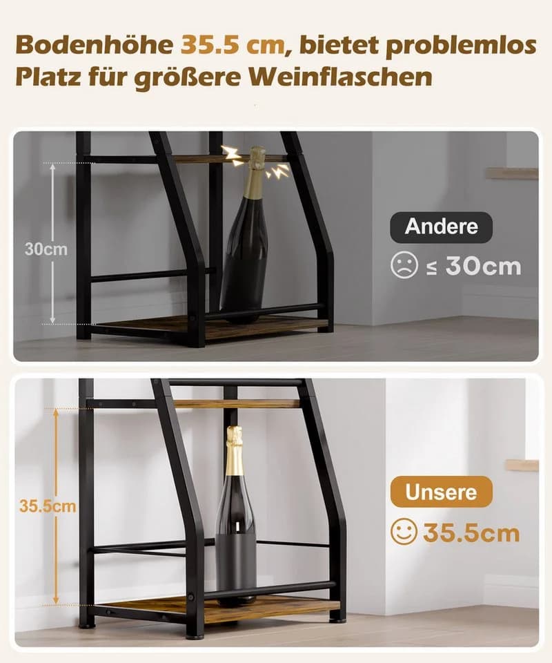 Yorbay Weinregal Stehend, Weinständer aus Holz & Metal 40x30x80cm, Gewürzregal für Küche, Wohnzimmer, Kaffee - Bar - Bild 5