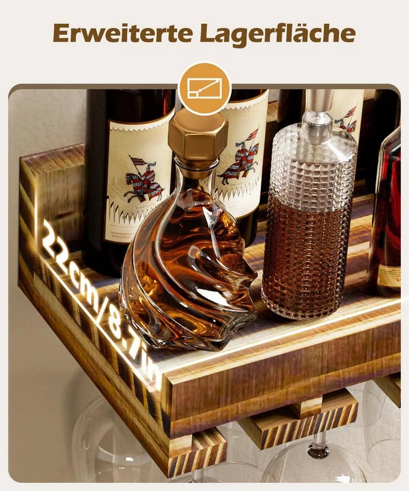 Yorbay Weinregal Set 2-tlg. Wandregal Kiefernholz Braun - Bild 4