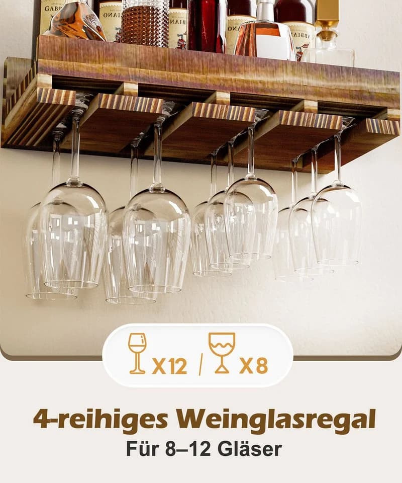 Yorbay Weinregal Set 2-tlg. Wandregal Kiefernholz Braun - Bild 5