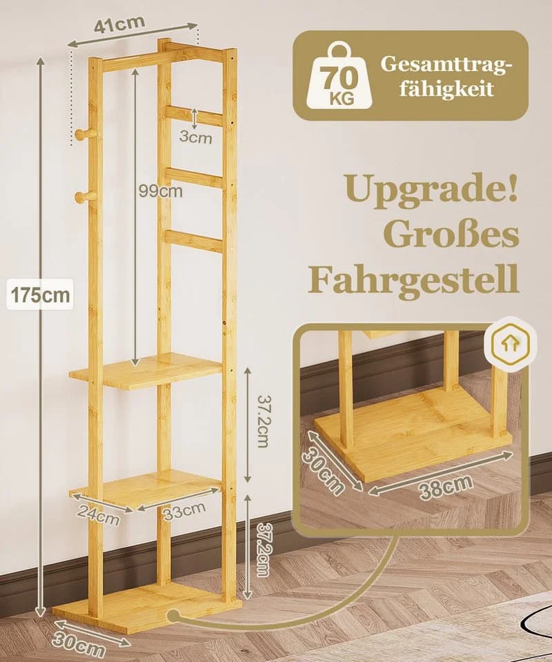 Yorbay Kleiderständer Garderobe Bambus - Bild 3
